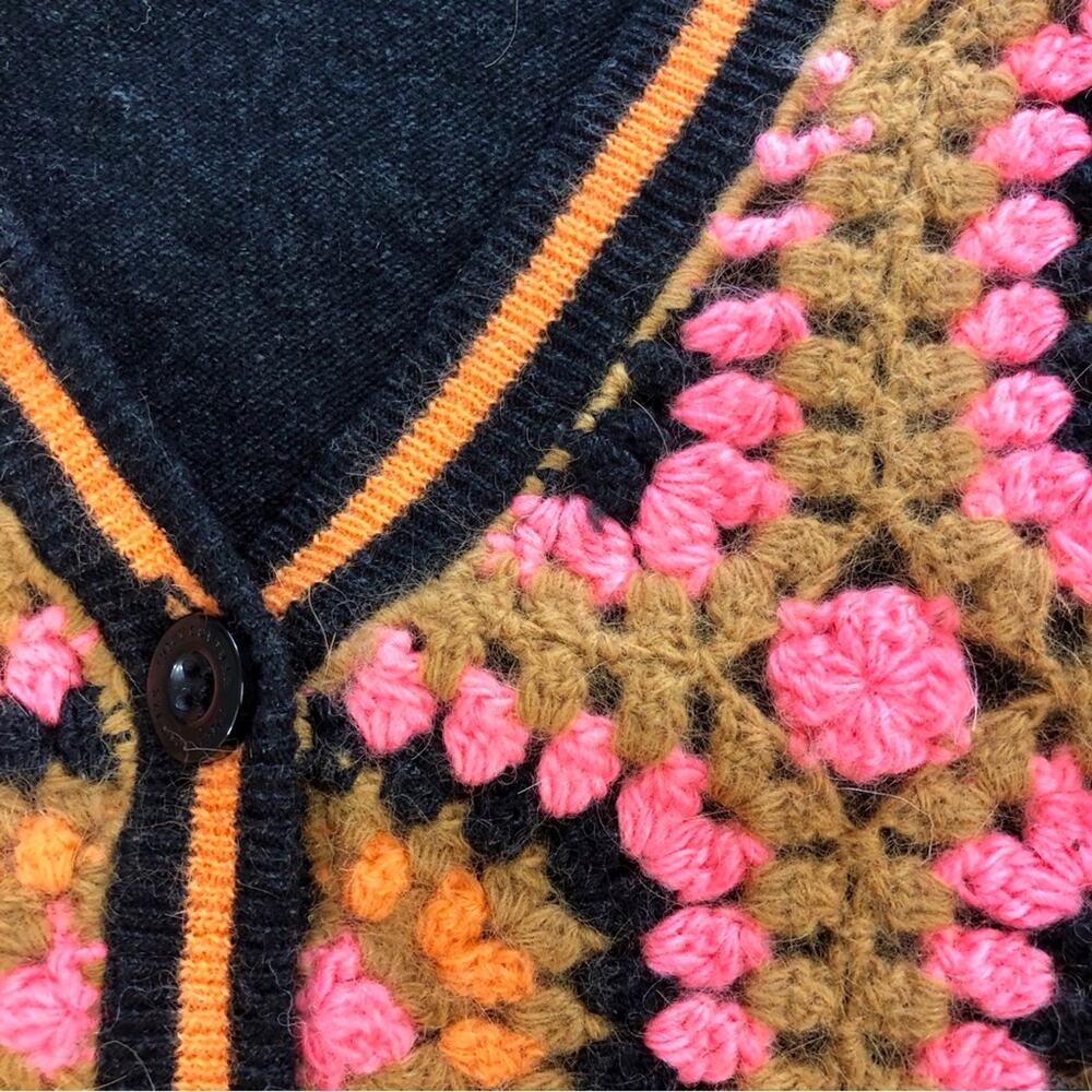 JY2k Juicy Couture Crochet Granny Square Wool Cashmere Cardigan Button Front - Picture 3 of 16